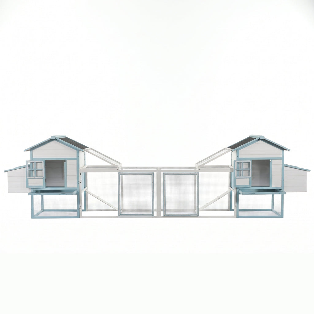 Large Wooden Chicken Coop with Double Nesting Boxes - Natural Wood