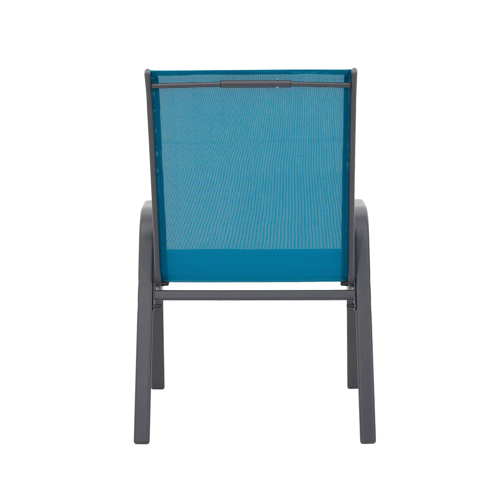 Blue Patio Chairs 8 Piece Set with Steel Frame - Blue