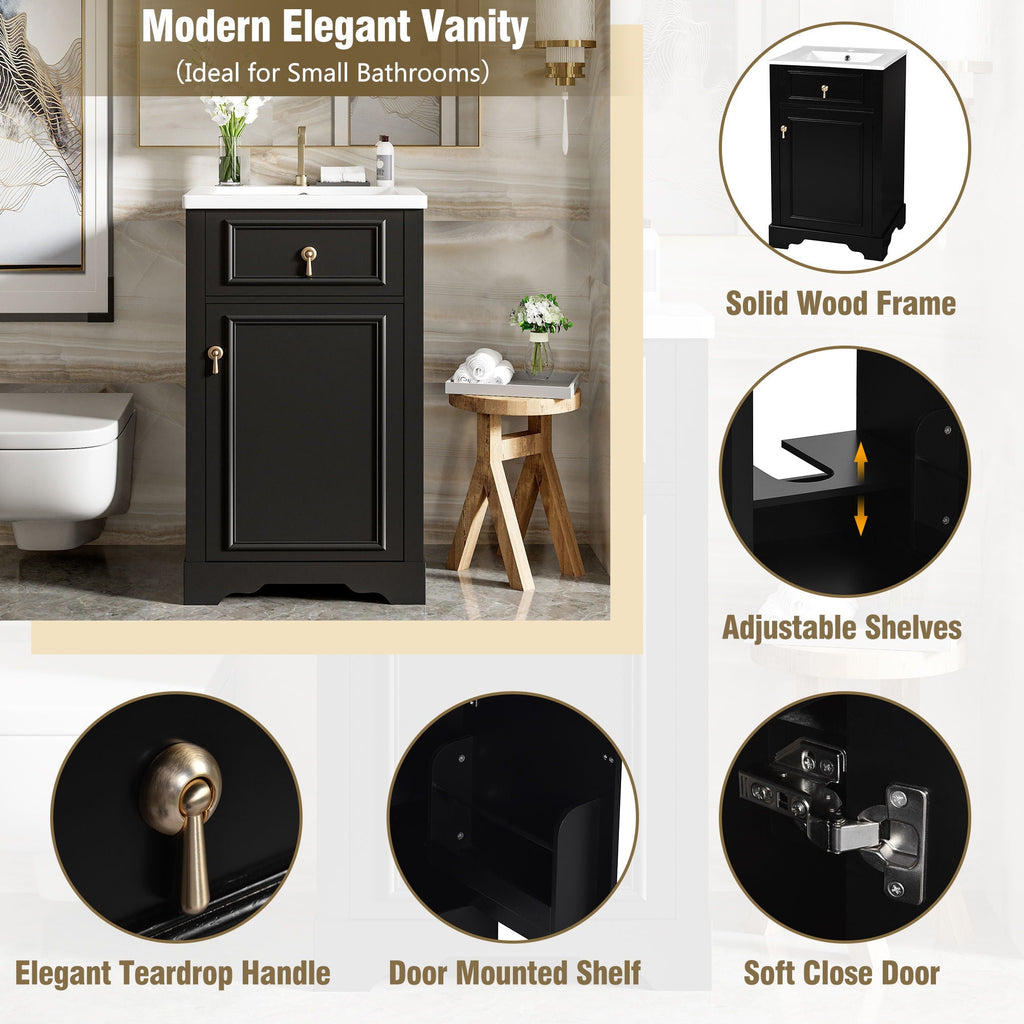 Elegant Bathroom Vanity with Ceramic Sink and Soft-Close Door - Multiple Colors