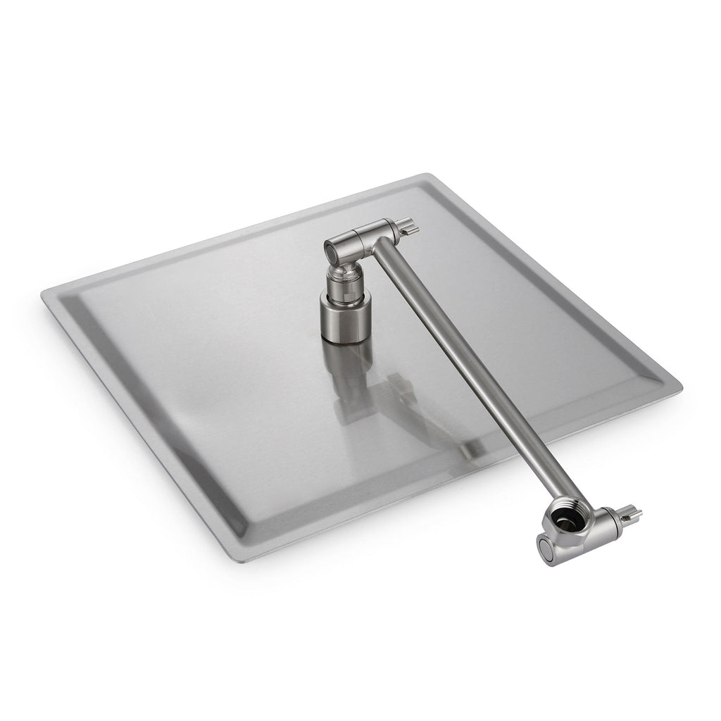 Luxury Rain Shower Head with Adjustable Arm - Brushed Nickel