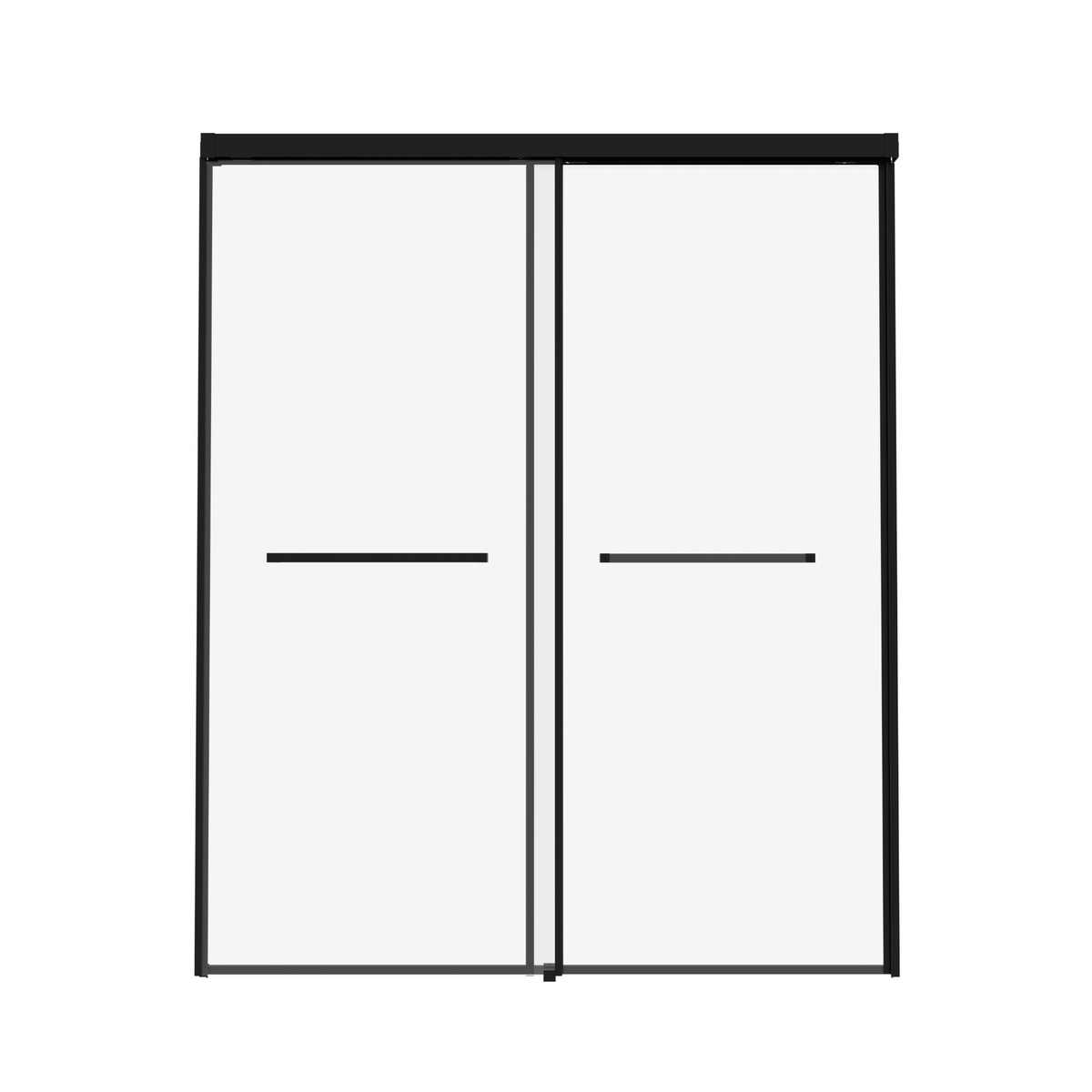 60 in. W x 72 in. H Semi-Frameless Sliding Shower Door with Tempered Glass - Matt Black