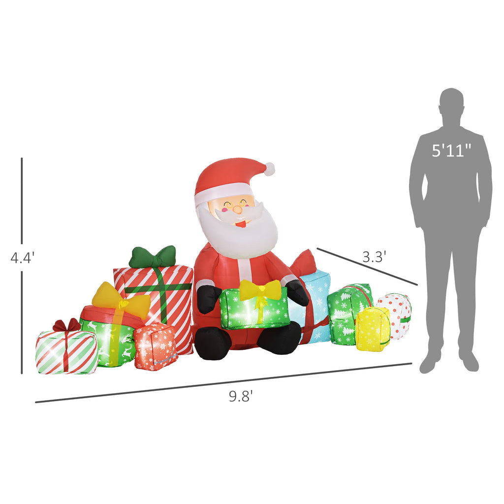 Inflatable Santa Claus Outdoor Display with LED Lights - Red