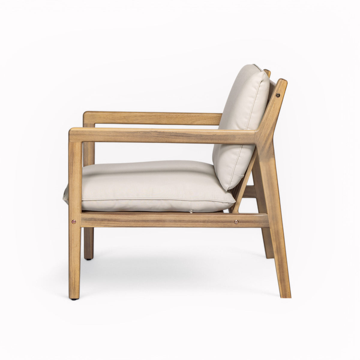 Outdoor Acacia Wood Armchair Set of 2 with Cushions - Light Teak