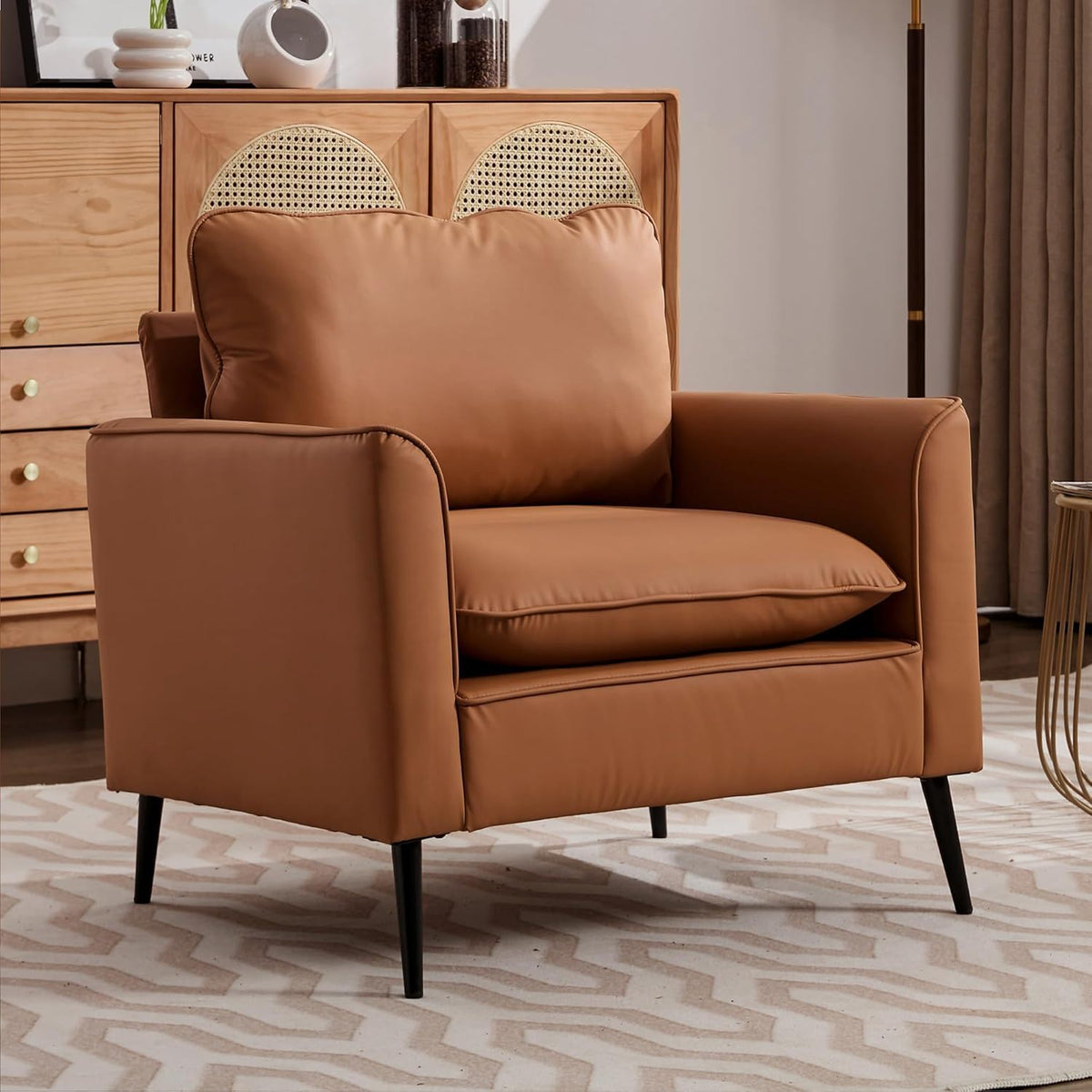 Nordic Retro Light Luxury Upholstered Sofa Chair Set of 2 with Cushions - Multiple Colors