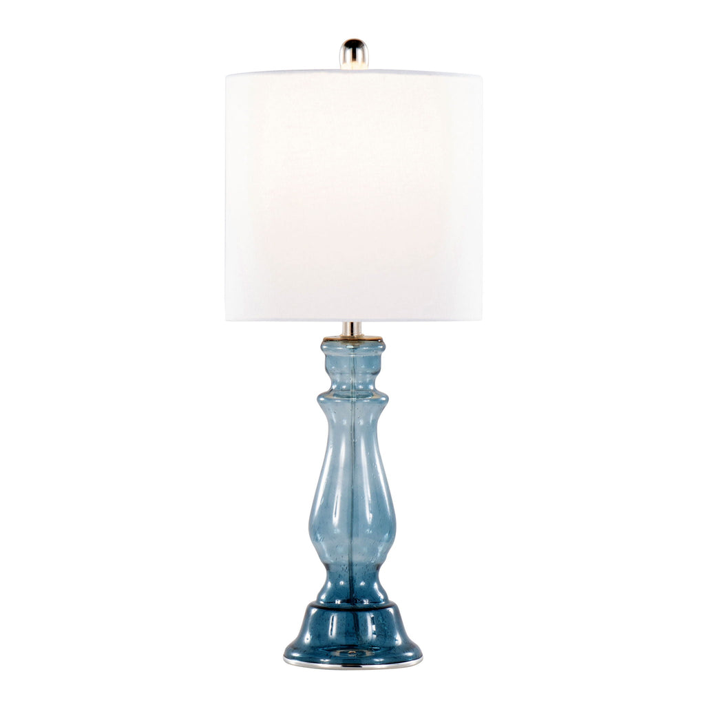 Contemporary Angel Table Lamp Set with Seeded Glass - White or Blue