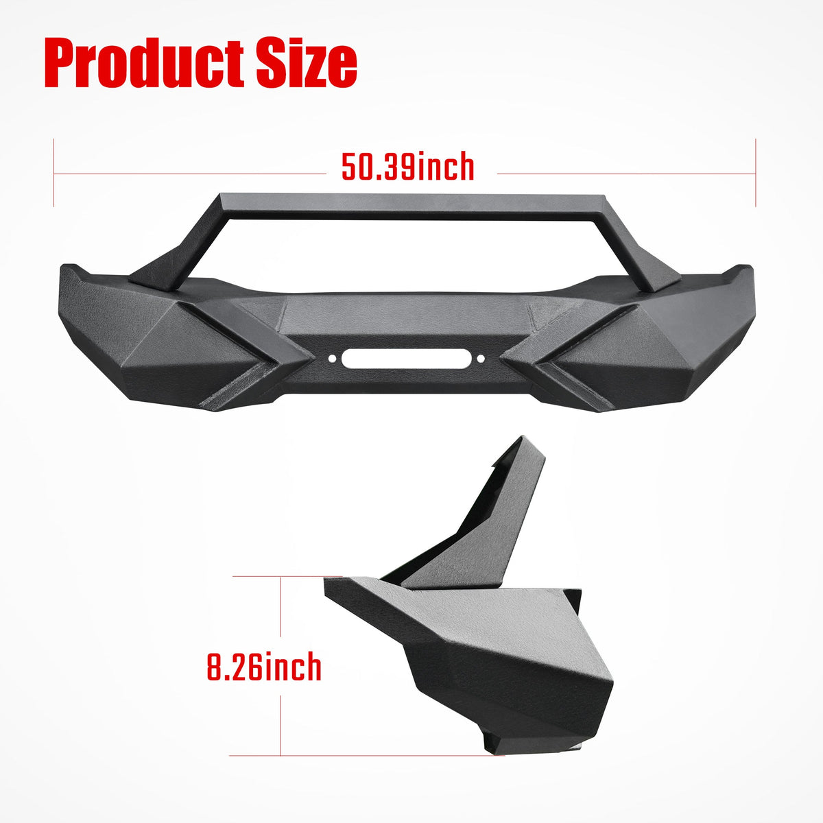 X Style Front Bumper with Winch Plate - Black