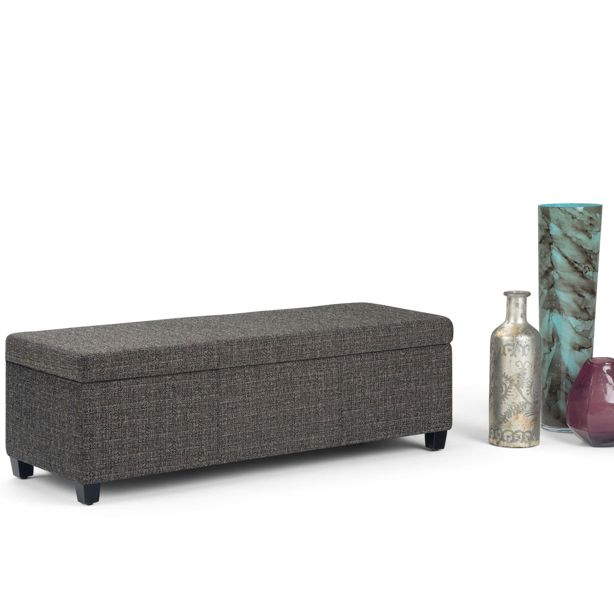 Avalon Contemporary Storage Ottoman Bench with Large Storage - Black, Dark Brown, Dark Gray