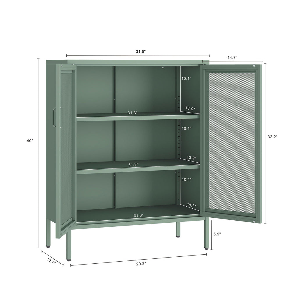 Metal Accent Cabinet with Adjustable Shelves - Black, Green, or White