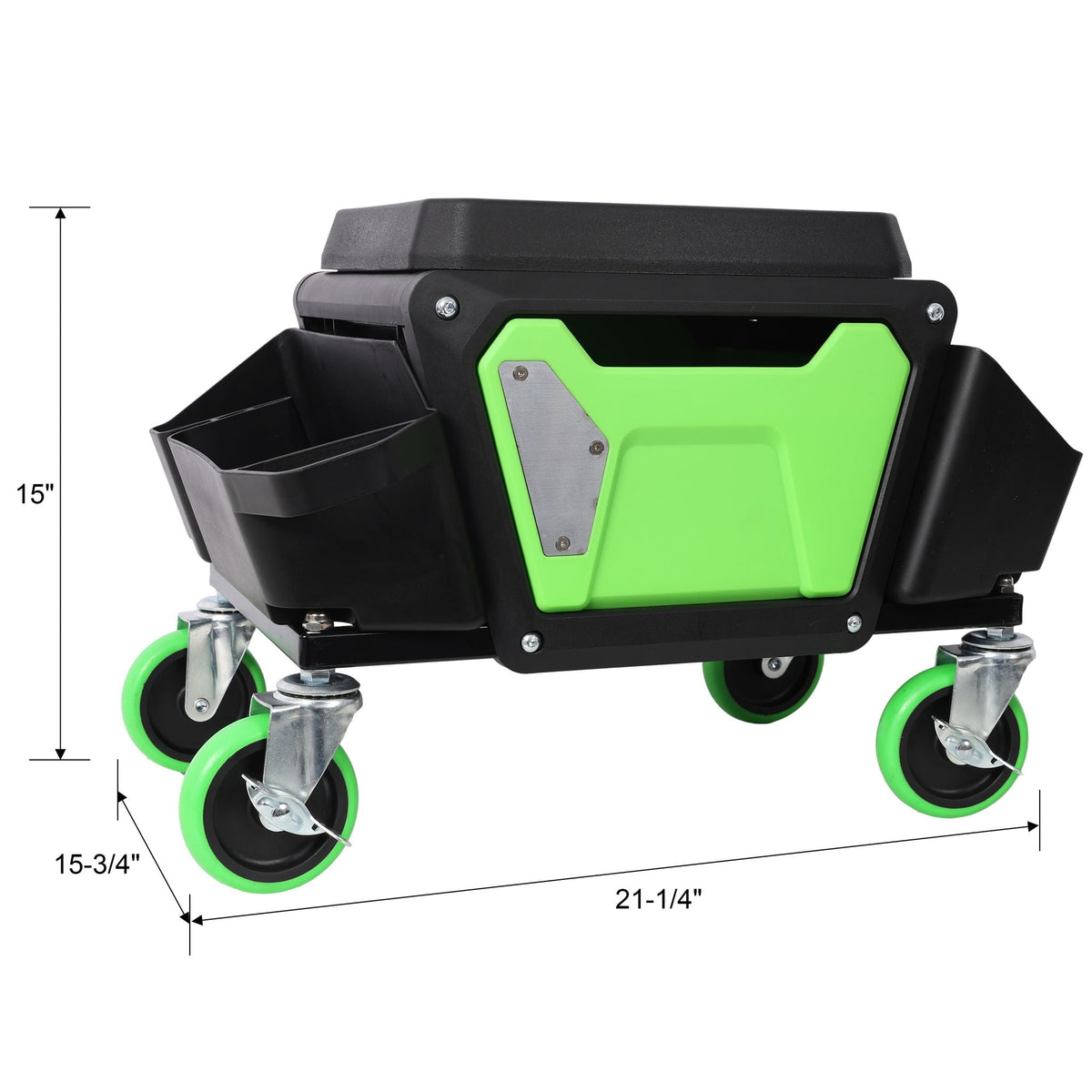 Heavy Duty Mechanic Stool with Wheels and Soft Rubber Cushion - Green