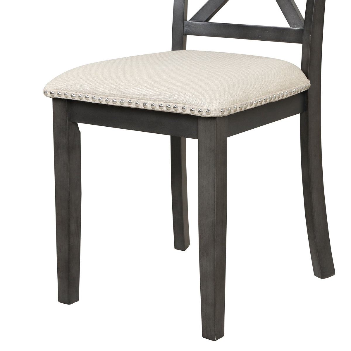Solid Wood 5 Piece Dining Room Set with Table and 4 Chairs - White or Dark Gray