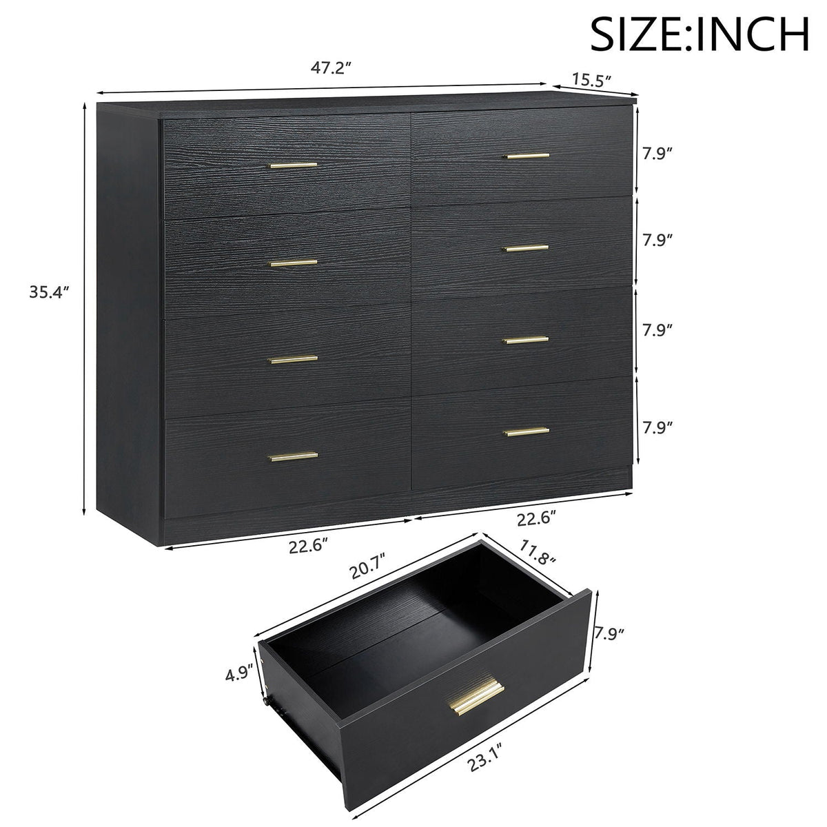 Modern Drawer Dresser with Ample Storage - Multiple Colors