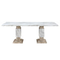 Beige Pedestal Dining Table with Faux Marble Finish - Stacey