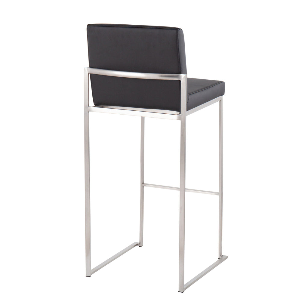 Contemporary High Back Barstool Set with Upholstered Seat – Multiple Colors
