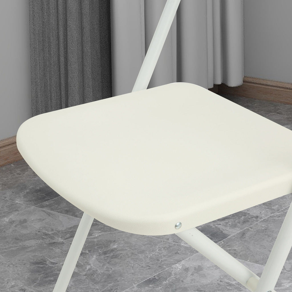 White Folding Chair Set with Waterproof Finish and Stackable Design - Set of 4