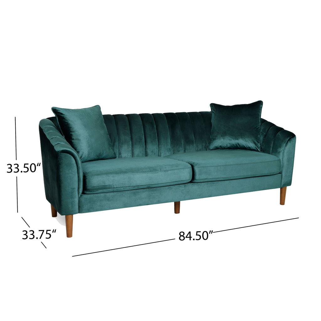 Contemporary 3 Seater Sofa with Button Tufted Accents - Dark Green or Beige