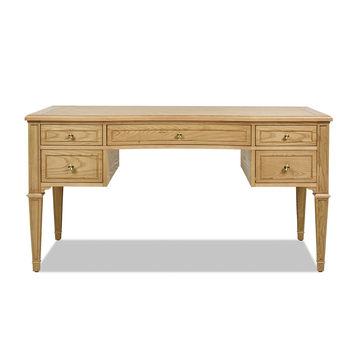 Dauphin 5 Drawer Executive Desk with Solid Rubber Hardwood - Gray or Light Brown