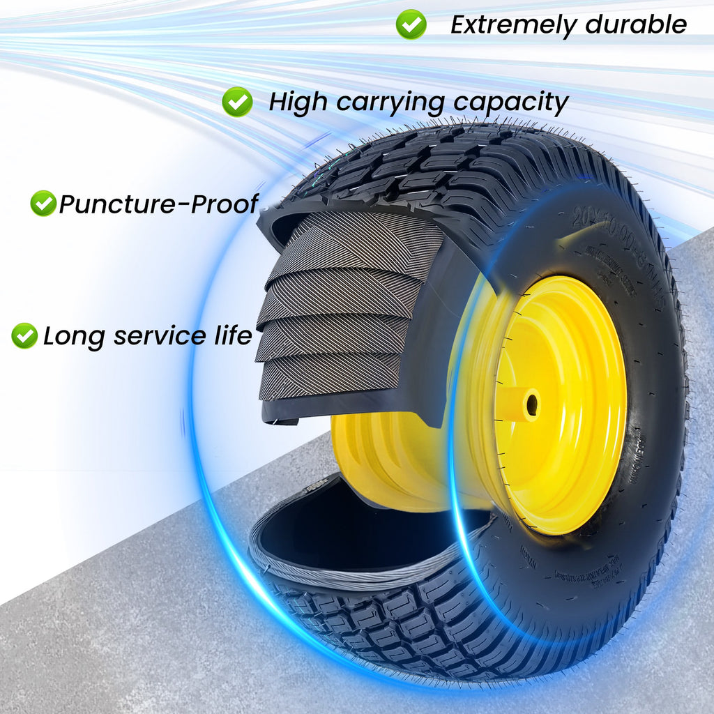 Heavy Duty Lawn Mower Tire and Wheel Assembly Set - 2 Pieces