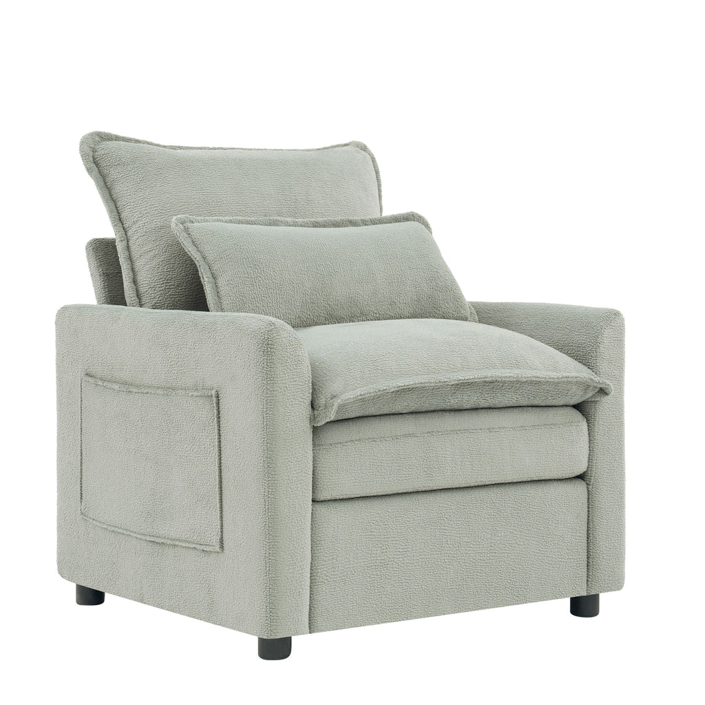 Modern Single Seat Accent Chair with Side Storage Pockets - Multiple Colors