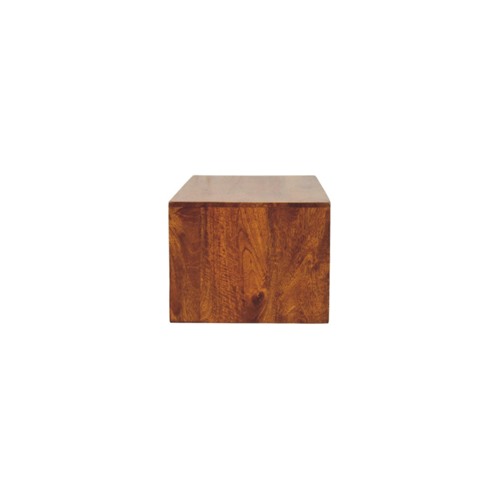 Solid Wood Lunar Wall-Mounted Media Unit with 2 Drawers - Chestnut