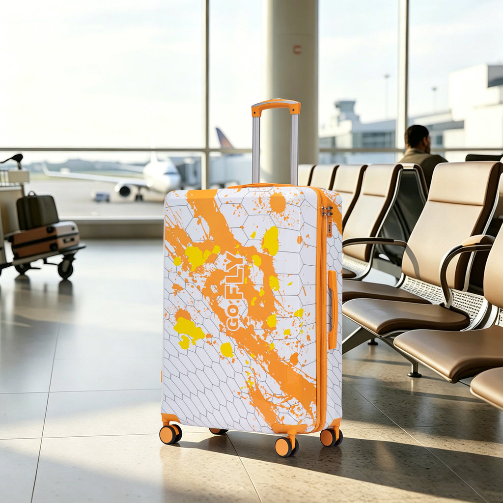 28 Inch PC Spinner Wheel Luggage with Combination Lock - Orange