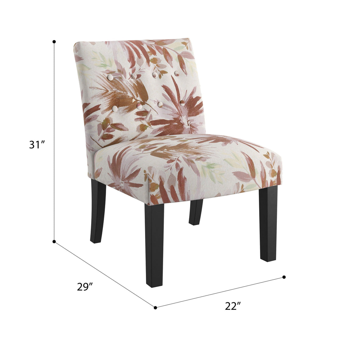 Floral Accent Chair with Modern Design - Red
