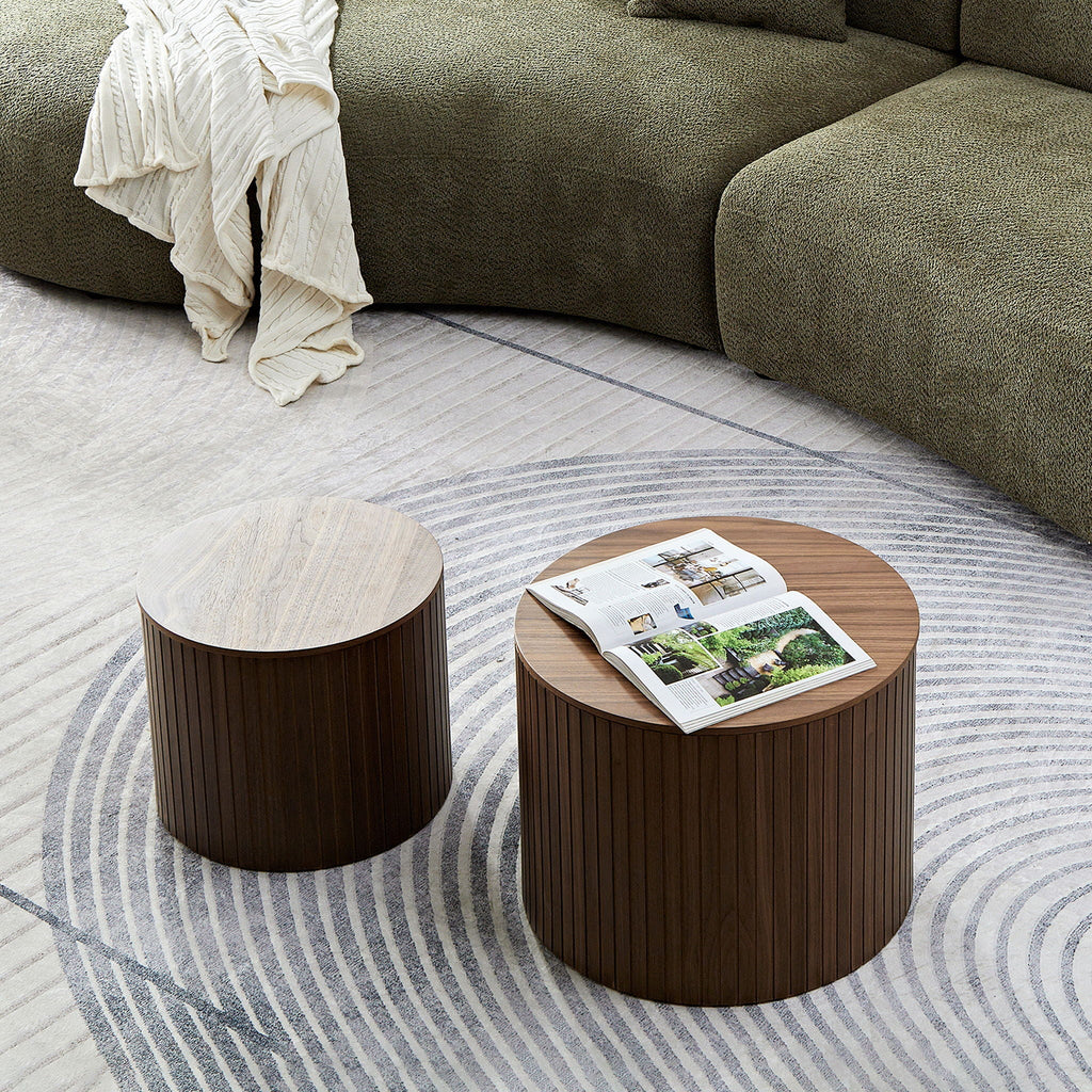 Handcrafted Nested Table Set, 2 Pieces - Black, White, or Dark Brown