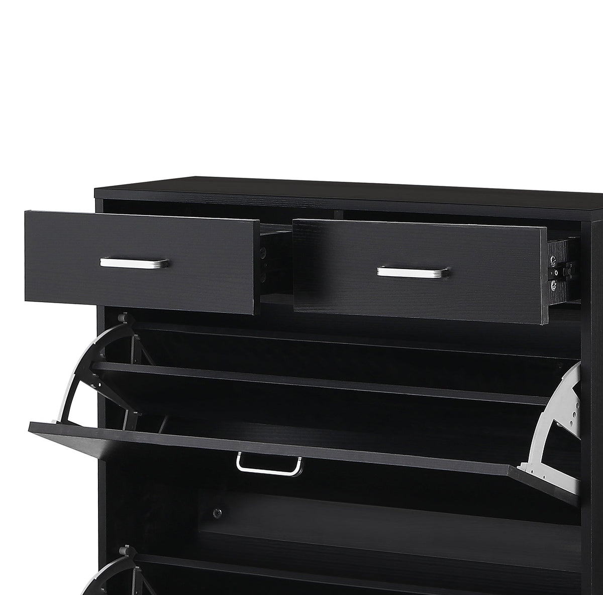 Large Size Shoe Cabinet with Tipping Bucket Drawers - White