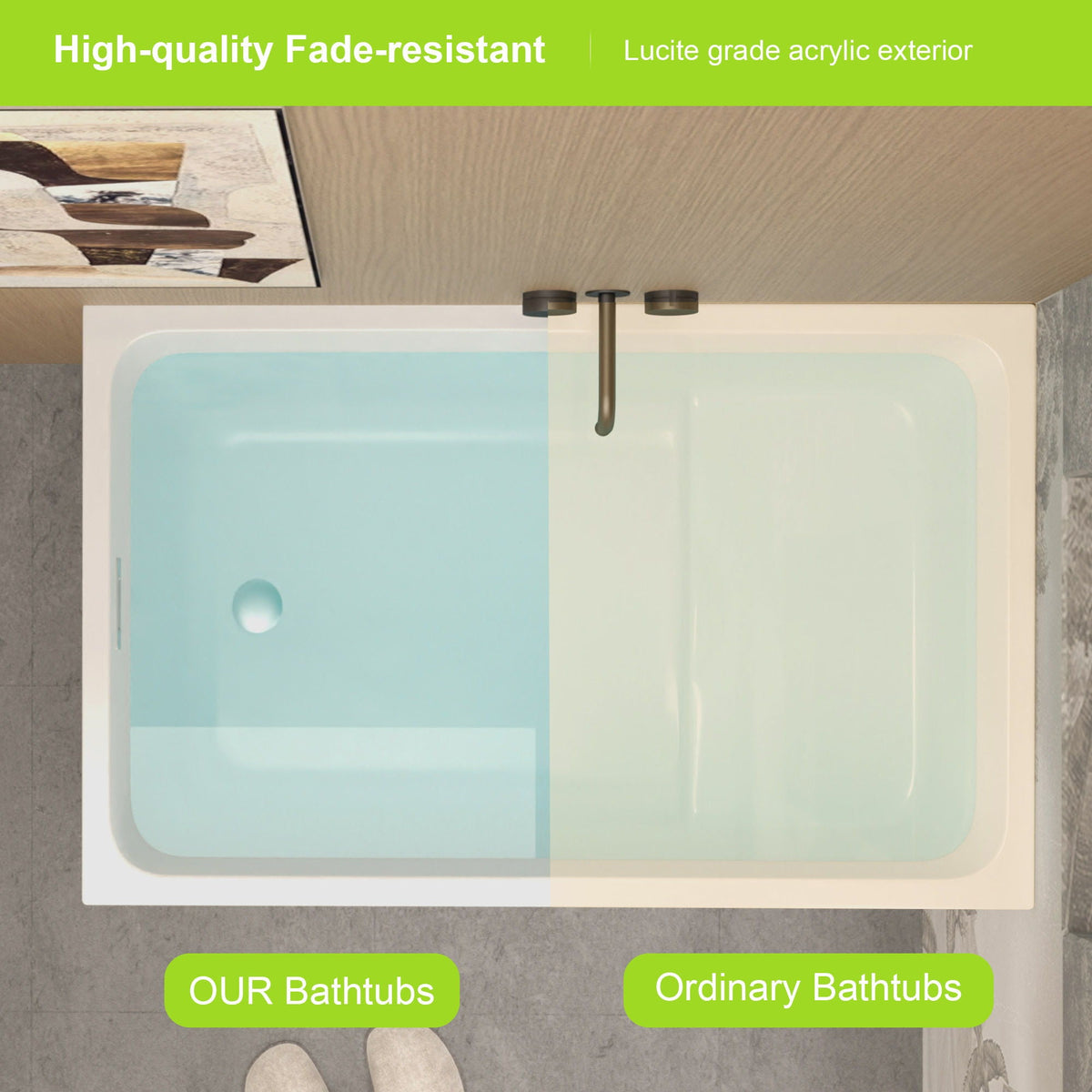 Gloss White Freestanding Bathtub with Drain – Rectangular Shape
