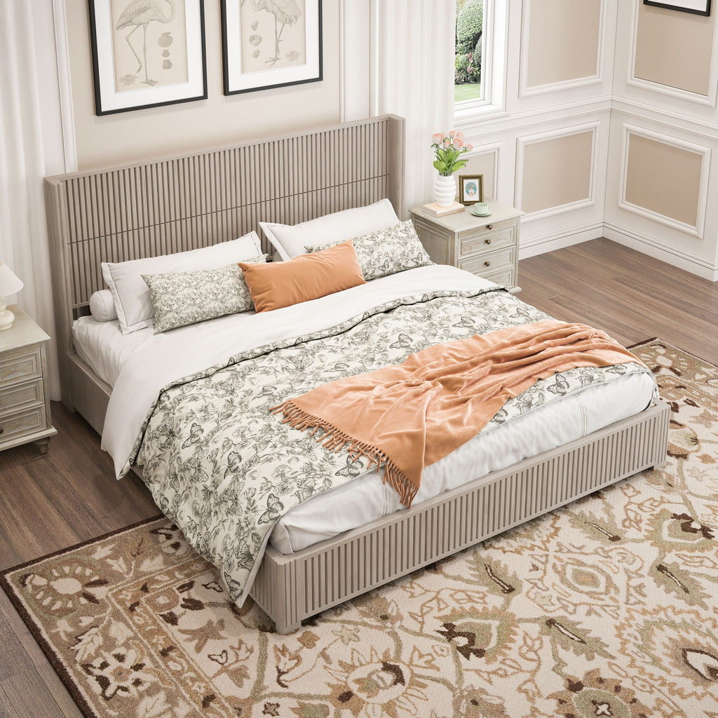Platform Bed Frame with Headboard, Floor Standing Design - Queen & King