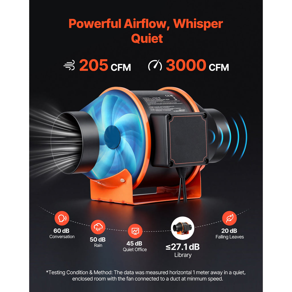 Inline Duct Fan with EC Motor and Smart Control - 205 CFM