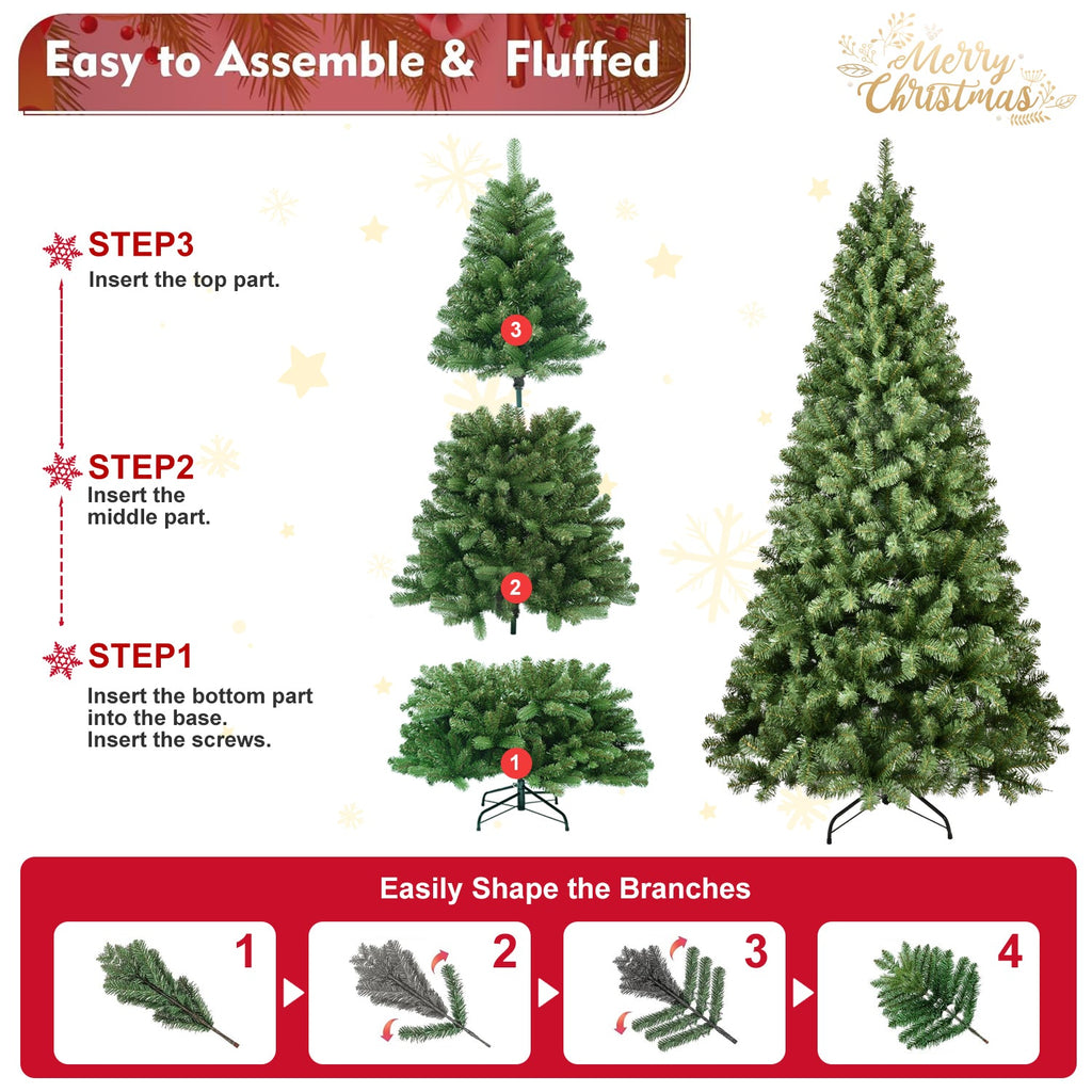 7ft Pre-Lit PVC Christmas Tree with 400 UL Lights - Green