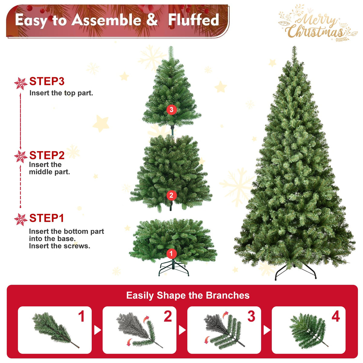 7ft Pre-Lit PVC Christmas Tree with 400 UL Lights - Green
