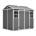 Plastic Utility Shed 8x6 ft with Floor – Lockable Storage Shed - Gray-White