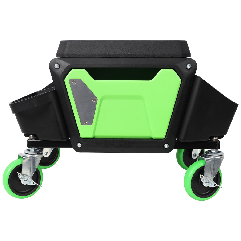 Heavy Duty Mechanic Stool with Wheels and Soft Rubber Cushion - Green