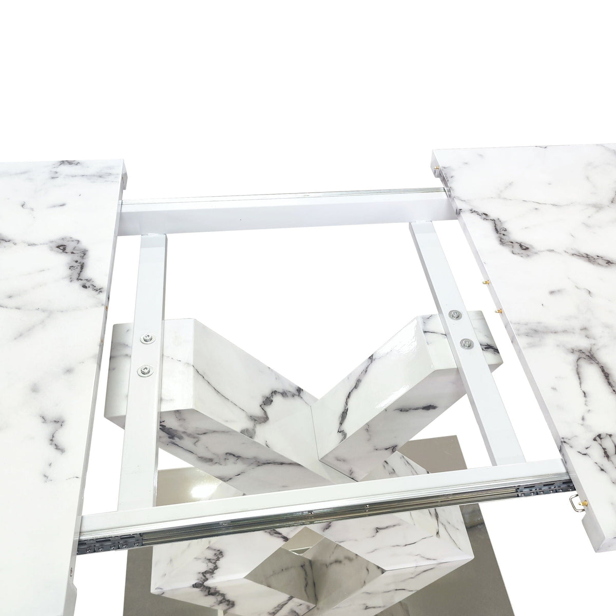 Modern Rectangle Dining Table with Stretchable Top and X Shape Legs - White or Black