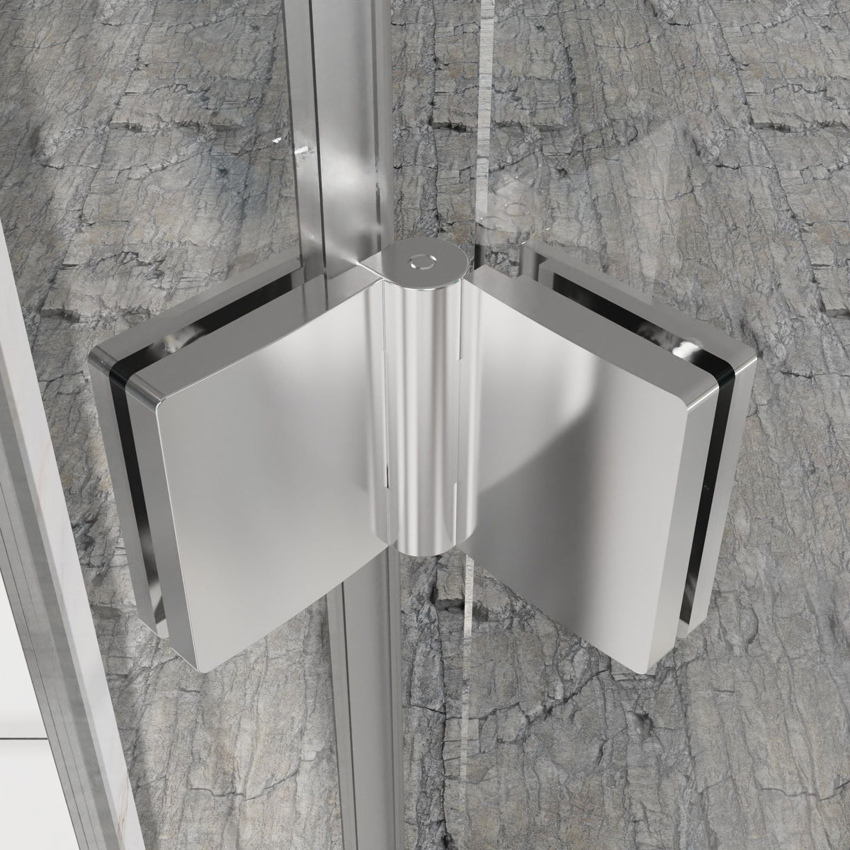 Bifold Frameless Shower Door with Tempered Clear Glass - Pearl Silver or Black