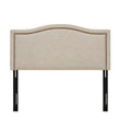 Light Brown Panel Upholstered Headboard with Copper Nailheads – Adjustable Metal Legs