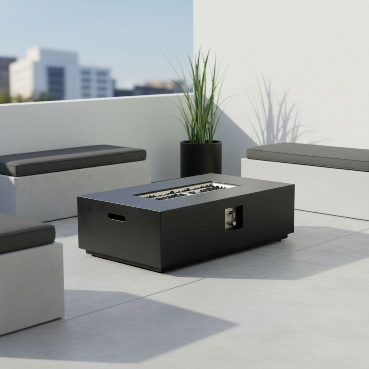 Charcoal Fire Pit Table with 50,000 BTU Output - Fiber Concrete