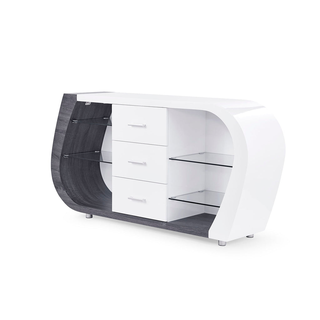 Anne Buffet with Ample Storage - White / Gray