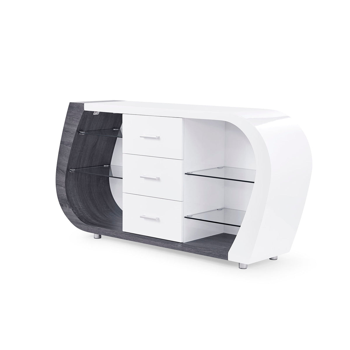 Anne Buffet with Ample Storage - White / Gray