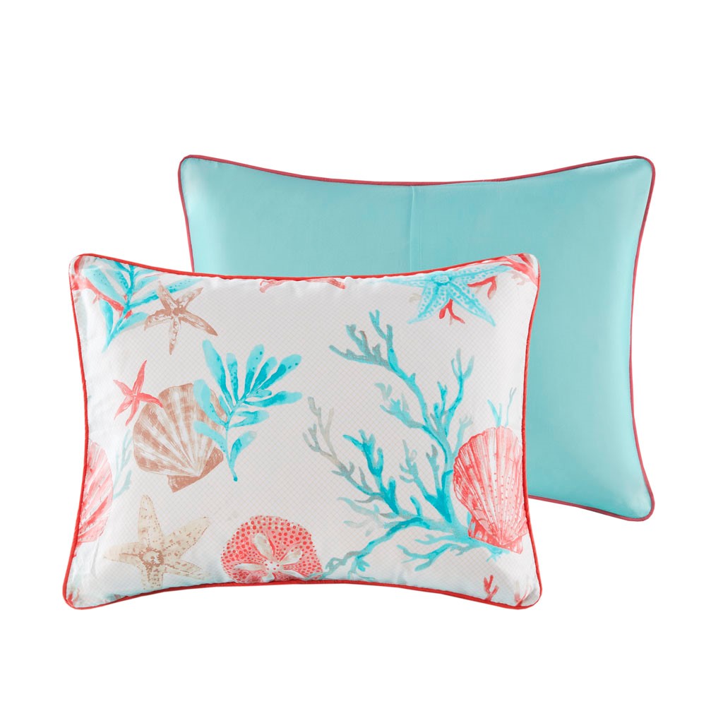 Cotton Sateen Comforter Set with Decorative Pillows - Coral