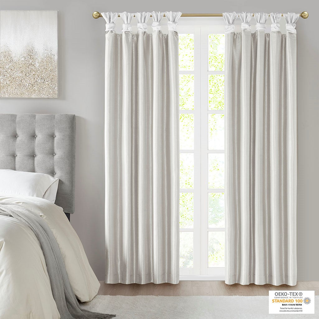 White Total Blackout Curtain Panel with Twist Tab - 50" x 84"