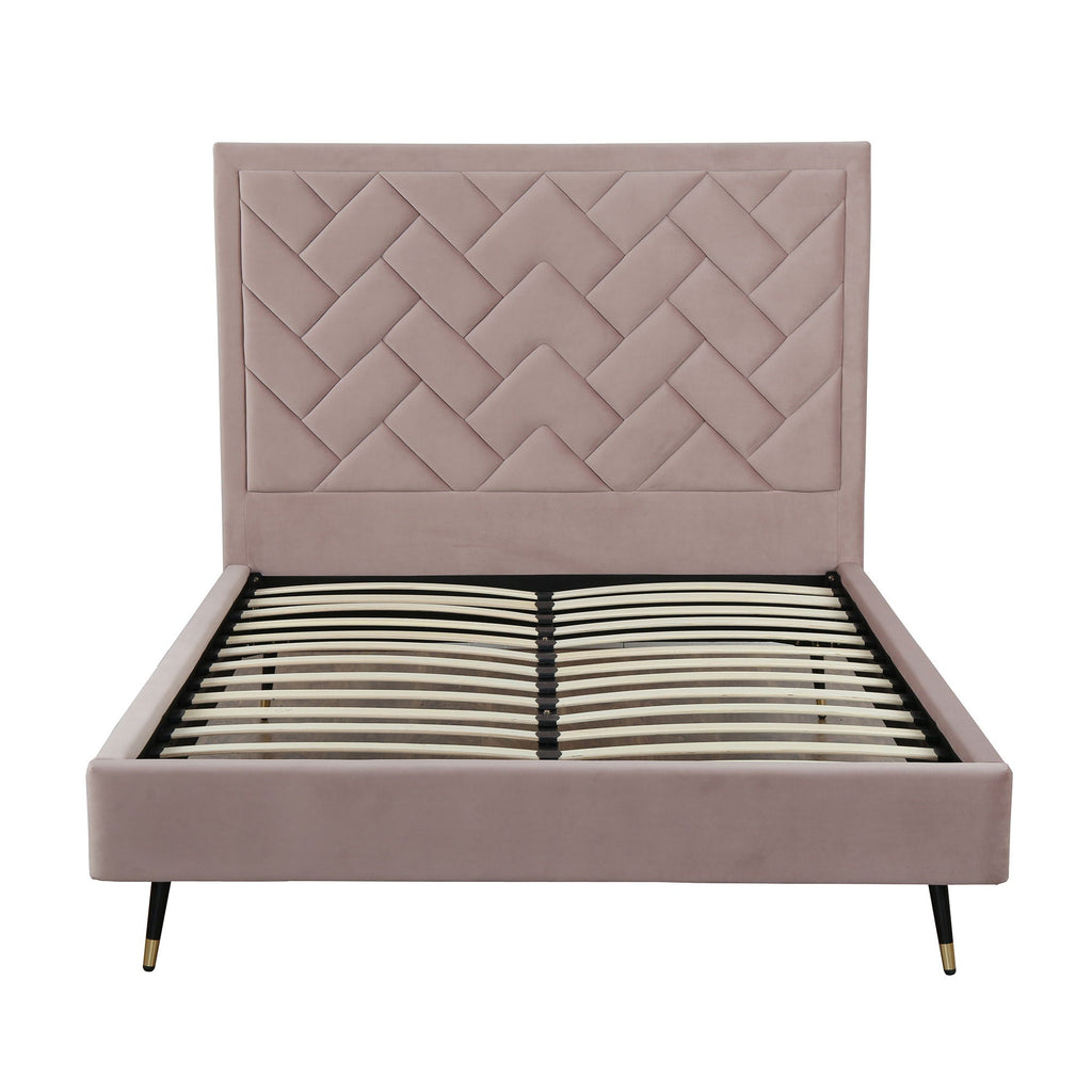 Upholstered Bed with Headboard and Slats - Multiple Colors
