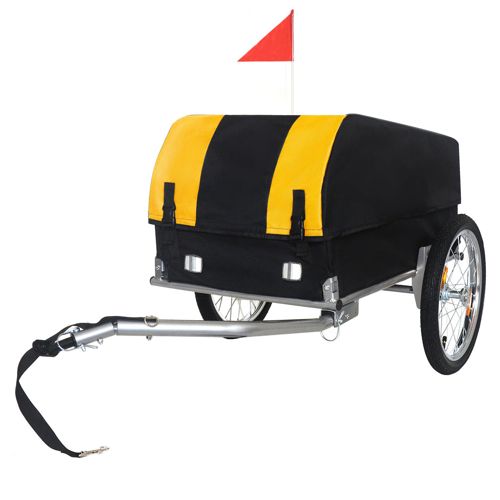 Heavy-Duty Bike Cargo Trailer with Removable Waterproof Cover - Yellow+Black, Black+Green, Black