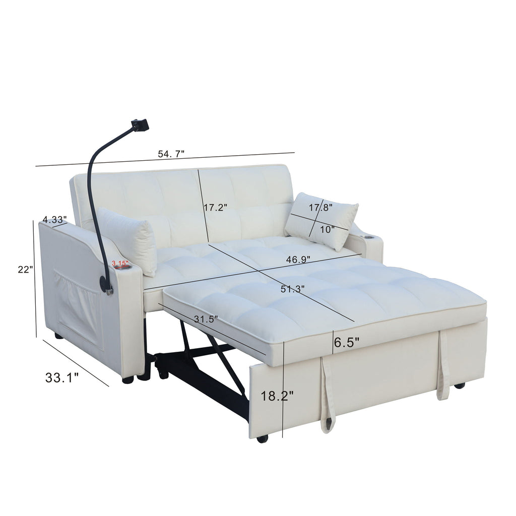 Modern Loveseat Futon Sofa with Pullout Bed and Adjustable Backrest - Multiple Colors