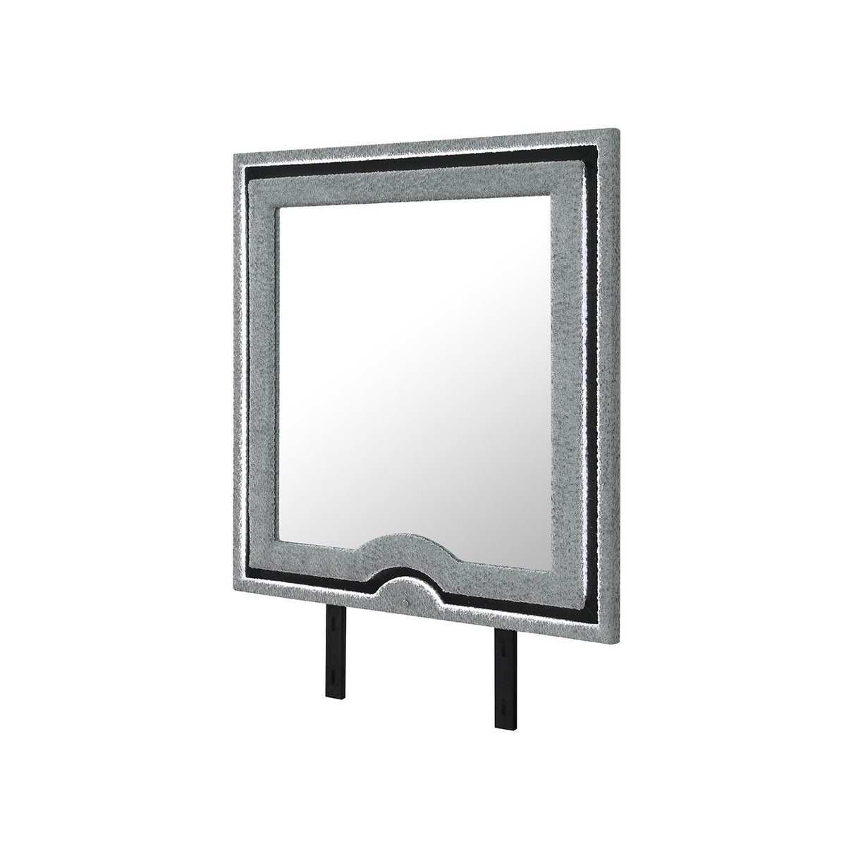 Upholstered Frame Mirror with LED Lighting - Dark Gray