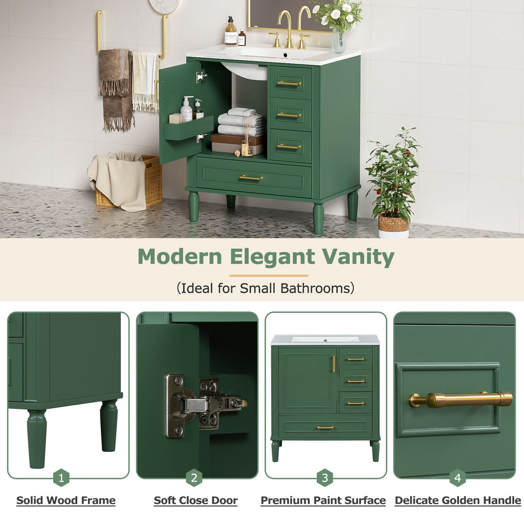 Traditional Bathroom Vanity Set with Soft Close Doors - Multiple Colors