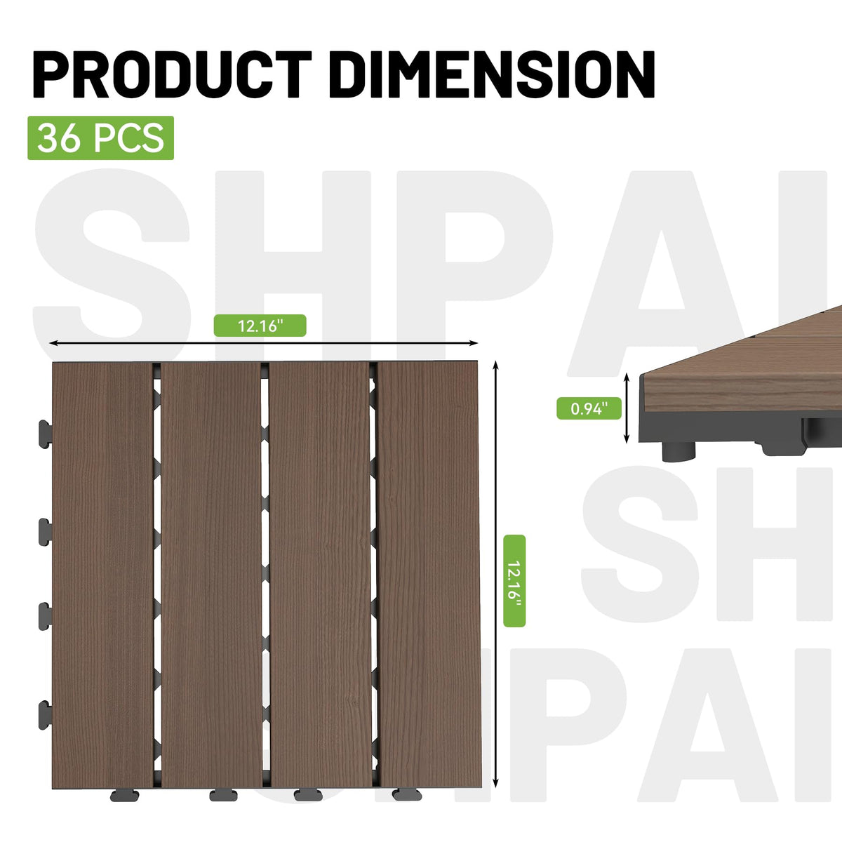 HDPE Interlocking Deck Tiles with All-Weather Durability - Dark Brown or Dark Grey