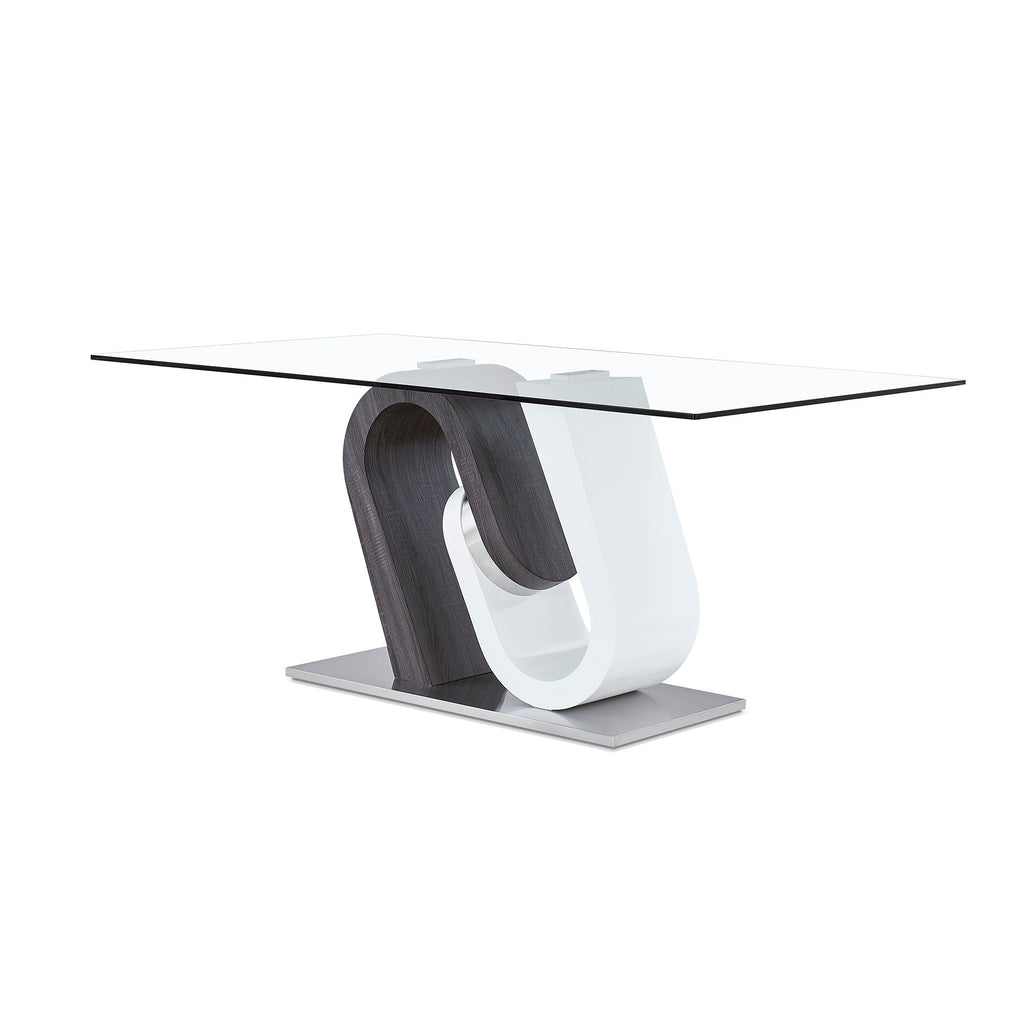 Anne Dining Table with Stainless Steel Base - White / Gray