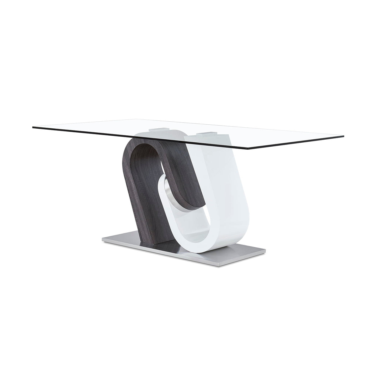 Anne Dining Table with Stainless Steel Base - White / Gray